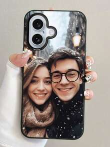 1pc Customized Photo DIY Design, Eternal And Fashionable. 1pc Eternal Customized Matte Black Wedding Lens Frame Phone Case, Suitable Compatible With Apple XR, 11, 13, 14, 15 And 16 Pro Max. It Is Clear, Fashionable, Colorful, Cute, Minimalist, And Perfectly Matches Your Phone. It Is A Unique Personalized Gift For Friends, Girlfriends And Mothers.