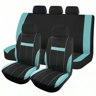 REMAX 9pcs H-Shape Pattern Front & Rear Seat Covers, Detachable Polyester Mesh Material, Suitable For SUV, Sedan And Truck, Easy Installation