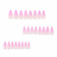 Pink Nails Press On Long Stiletto Fake Nails Glitter Bling Glue On Nails 24Pcs Glossy Acrylic Nails Manicure Stick On Nails Almond Shiny Artificial Nails - 多色10 - 查看 5