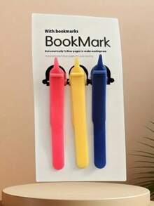 A Set Of 3 Silicone Bookmarks, Automatic Page Turning, Simple Style Pictographic Pen Holder, Memory Bookmark Record, Book Cover And Accessories Reading Tools, Multi-Function Reading Notebook Clip