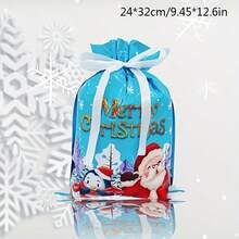 2PCS/Set Christmas Gift Packaging Bags With Drawstring Closure Festive Santa Reindeer Snowflake Tree Designs Multiple Styles Of Gift Packaging Bags Durable Plastic Holiday Treat Bags For Xmas Decorations Candy & Presents - Multicolor - View 26