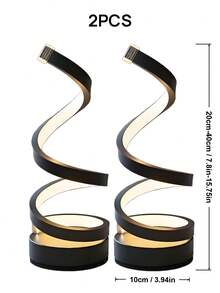 2 pezzi Lampada da scrivania a LED a spirale moderna, lampada da comodino dimmerabile con 3 modalità di colore per camera da letto, lampada da scrivania a spirale con luminosità regolabile per soggiorno, studio, decorazione della stanza, include lampadina LED