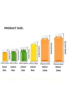 1/6/10 Stück Kunststoff Saftflaschen mit weißen Deckeln, auslaufsichere klare Kunststoff Saftflaschen - perfekt für Smoothies, Milch & selbstgemachte Getränke - Entsaftungsbehälter Wasserflasche für Outdoor für Sport, für den Kühlschrank, wiederverwendbare Entsaftungsflaschen, Smoothie Flasche, leere Kunststoff Saftflaschen, Getränkebehälter mit Deckel, leere Milchflaschen Kunststoff Smoothie Trinkflaschen (Mehrere Größen: 120ML/250ML/450ML/250ml/350ml)