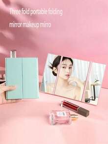 1pc 3-Sided Foldable Square Makeup Mirror, New Minimalist Ultra-Thin Tri-Fold Vanity Mirror, Anti-Drop Tabletop Folding Mirror For Home, Dorm, Travel, Gift For Friends, Family, Girlfriend, Valentine's Day, Mother's Day,Cheap,Stocking Stuffers,Makeup,Makeup Tools,Cheap Stuff,Gifts,Gifts For Women,Christmas Gifts - Multicolor - View 8