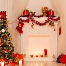 1/4 buc Coronițe de Crăciun din sârmă, Coronițe înfășurate în sârmă strălucitoare, Decorațiuni cu panglici, Agățători lungi strălucitoare pentru brad de Crăciun, Petreceri, Sărbători, Nunți, Zile de naștere, Balustrade de perete pentru brad (Din cauza fixării manuale, este posibil să existe o ușoară desprindere în timpul utilizării)