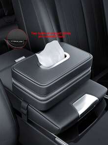 1 件装汽车纸巾盒，多功能皮革汽车纸巾架，带松紧带，随机织物标签 - 黑色 - 查看 1