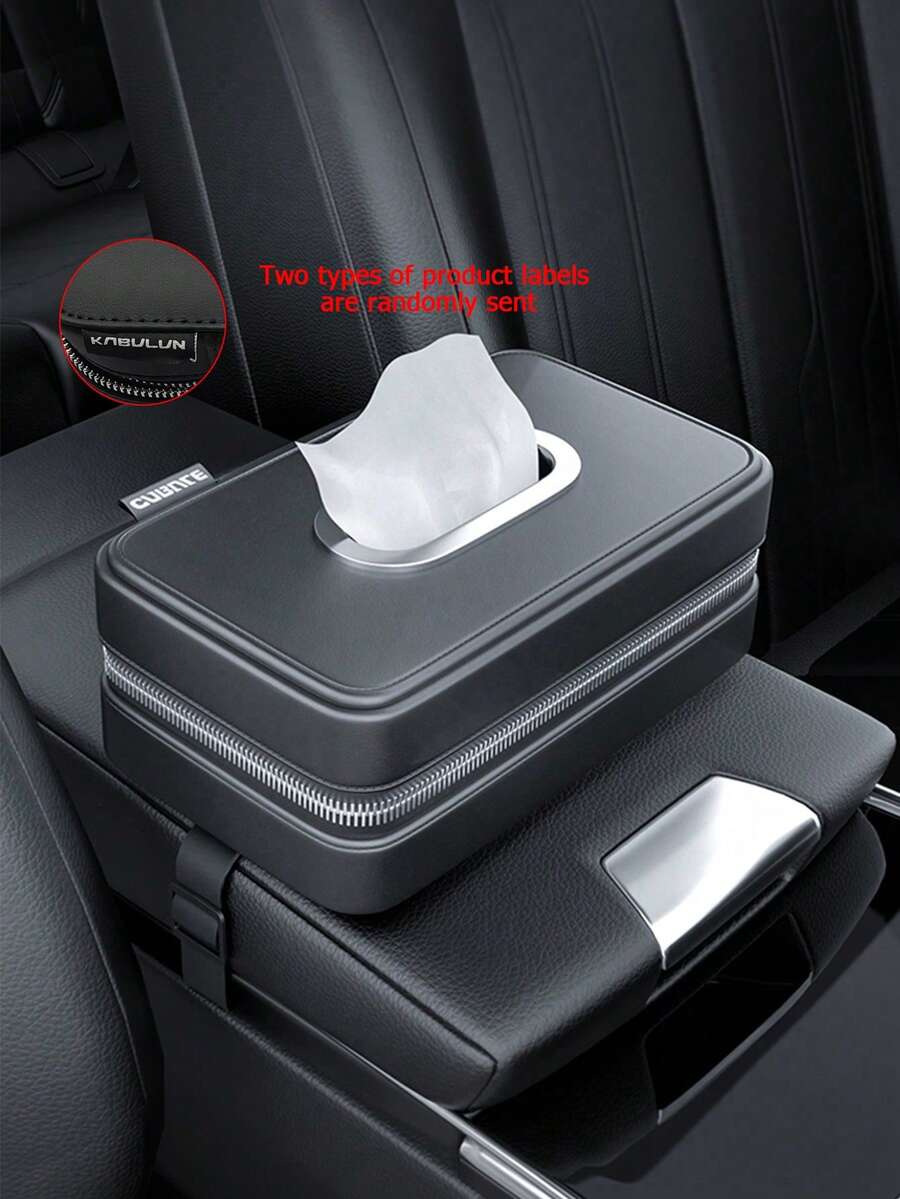 1 件装汽车纸巾盒，多功能皮革汽车纸巾架，带松紧带，随机织物标签 - 黑色 - 查看 1