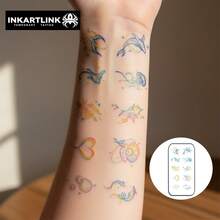 INKARTLINK وشم مؤقت من سلسلة مخلوقات البحر الخيالية الملونة من INKARTINK، مقاوم للماء وطويل الأمد من 2 إلى 5 أيام، ملصقات وشم مائية حيوية، تصميم فريد من الوشوم الزخرفية للأصابع - متعدد الألوان - مشاهدة 7