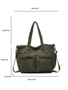 Fashionable Casual New Women's One Shoulder Tote Bag, Multi-Compartment Storage Bag, Simple Solid Color Corduroy, Multi-Pocket, Versatile, Suitable For Travel, Shopping, Sports, Commuting, Elegant Handbag