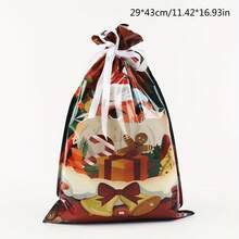 2PCS/Set Christmas Gift Packaging Bags With Drawstring Closure Festive Santa Reindeer Snowflake Tree Designs Multiple Styles Of Gift Packaging Bags Durable Plastic Holiday Treat Bags For Xmas Decorations Candy & Presents - Multicolor - View 13