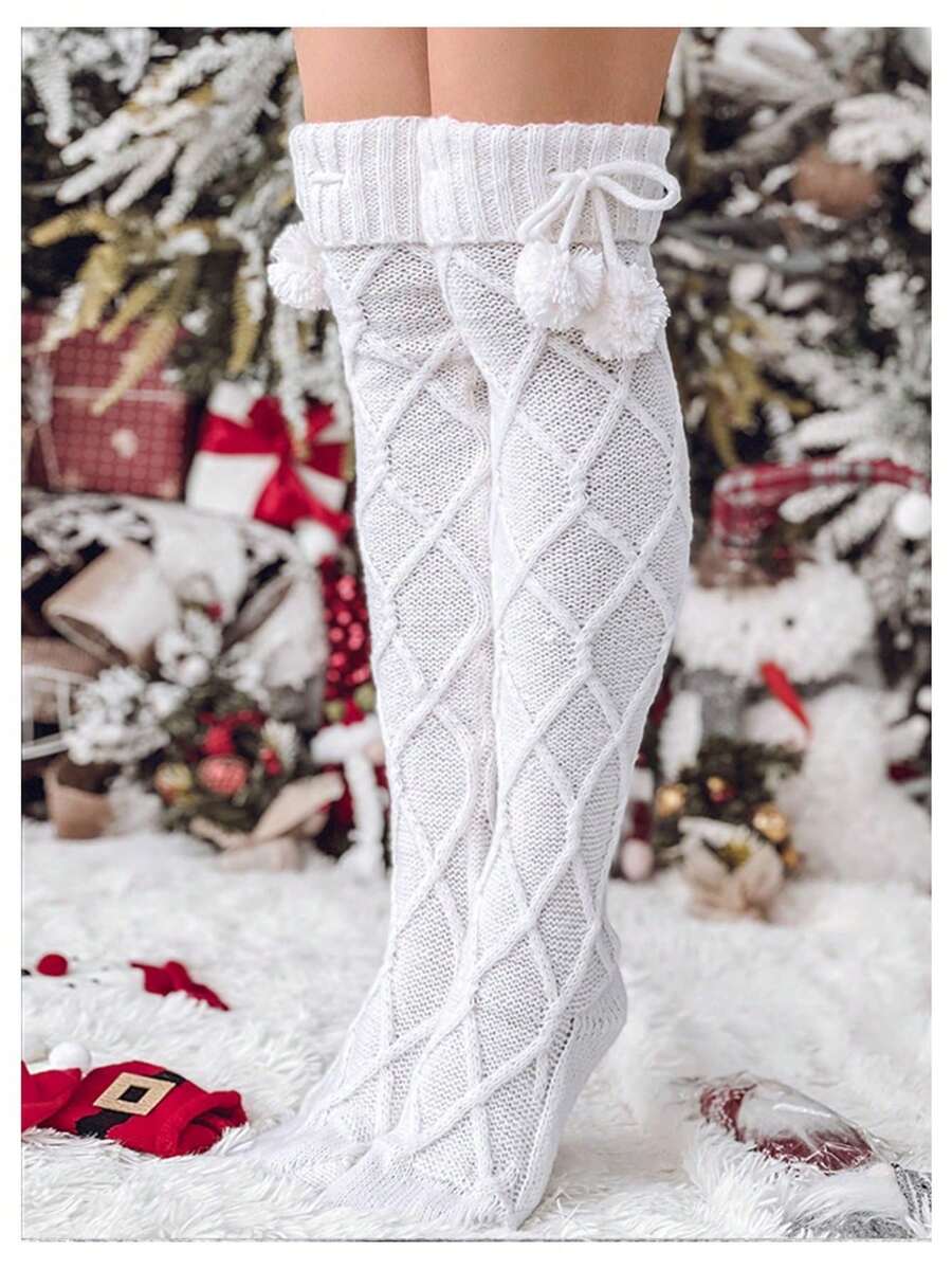 Women Girls Cable Knit Extra Long Boot Socks Over Knee Thigh High Warm Stocking Christmas Gift