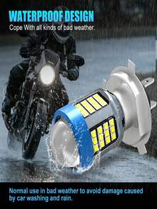 1pc H4 LED Motorcycle Headlight, CSP Dual-Color White & Yellow High/Low Beam Lens Fog Light, Suitable For Motorcycle & Moped Driving Lamp - Beige - View 3