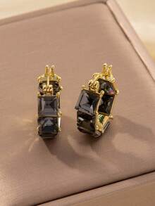 2件青少年流行超闪U型耳扣麦穗耳钉欧美高端设计耳环气质百搭耳环 - 彩色 - 查看 10