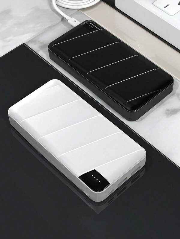 Banco de energia portátil de 10000/20000 mAh, carregador ultrafino, bateria externa de carregamento lento preto/branco, protege a bateria, várias portas (2 saídas USB, apenas entrada tipo C), visor de nível de bateria
