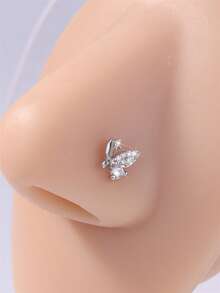 1PC/4PCS Butterfly And Flower L-Shaped Nose Studs – Sparkly CZ Nose Pins Piercing Jewelry For Women Girls Daily Wear