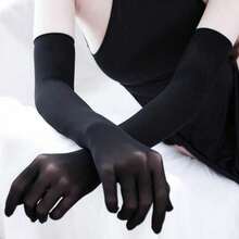 Stocking Gloves, Ultra-Thin Five-Finger Seamless Anti-Snagging, Extended Transparent Gloves, Sun-Proof White Silk Gloves - trắng - Xem 5
