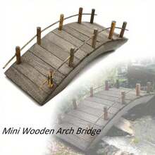 Dollhouse Wooden Arc Bridge With Railings Miniatures Fairy Garden Craft Arch Plank Bridge Figurines Mini Terrarium Kits DIY Rockery Bonsai Plant Pot Moss Micro Landscaping Garden Ornaments - Multicolor - View 1