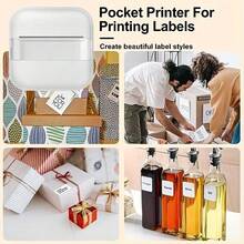 Mini Printer, Inkless Sticker Thermal Printer With 6 Rolls Of Printing Paper , Suitable For Text, Notes, Photos, Course Labels, To-Do Lists, Compatible With IOS & Android