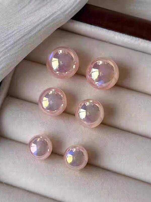 1 para kolczyków z perłami w kolorze różowym w kształcie syreny, elegancki, minimalistyczny i słodki styl, koreański szyk, uniwersalne, małe, codzienne kolczyki