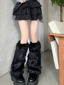 Faux Fur Leg Warmers, Short Plush Leg Warmers, Versatile Furry Shoe Covers, Y2K Leg Warmers For Clubbing, Japanese Subculture, Cozy