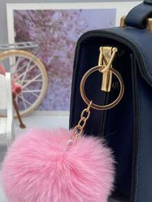 Cute 1 Piece Fluffy Authentic Pink Pom-Pom Pendant Keychain, Pom-Pom, Bag Wallet Pendant Car Accessory, Bag Pendant, Academy Style, Gothic Style, Y2k Christmas Gift