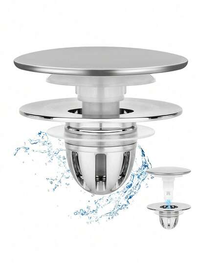 1pc Universal Tub Stopper Bathtub Drain, Pop Up BathTub Drain Plug And Cover, Replaces Bath Tub Lift And Turn, Tip-Toe And Trip Lever, Easy To Install And Clean, Stainless Steel Anti Clogging Drain Filter Bathroom Bathroom Accessories Bathroom Tools