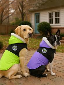 1 件中大型犬厚外套绿色雪地夹克防风保暖舒适狗狗外套钩环带幼犬冬季服装适合法国斗牛犬拉布拉多罗威纳犬