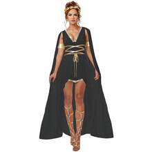 Halloween Ancient Civilization Costume Set - Roman/Greek Goddess & Cleopatra Outfits With Headdress, Waist Chain & Bracelet For Cosplay/Stage - 黑色 - 查看 2