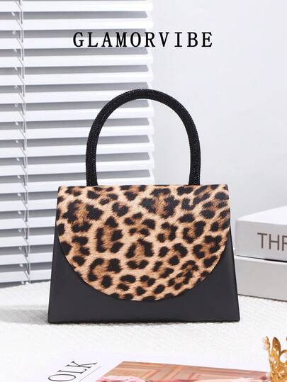 1pc Women's Autumn/Winter Retro Leopard Print Handbag, Fashionable Leopard Print PU Leather Design Evening Bag, Formal Party Handbag, Clutch Bag With Chain, Suitable For Party/Wedding/Formal Occasion, Elegant Wallet For Women, Suitable As Gift For Girlfriend, Mom, Birthday