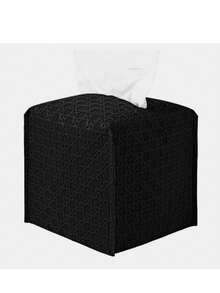 1 Stück beige/schwarze PU Tissue Aufbewahrungsbox, PU Leder einfache Rattan gewebte Tissue Box für Esszimmer, Wohnzimmer, Leder kreative Schubladenbox, Auto Leder Tissue Aufbewahrungstasche