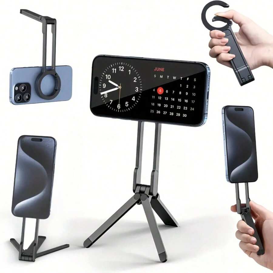 360° drehbarer magnetischer Handyhalter mit Federklammer, tragbares Aluminiumlegierung-Stativ für Live-Streaming, Selfies und Videoanrufe, einstellbare Höhe & Winkel, kompatibel mit den meisten Smartphones, stabiler Standfuß, Selfie-Stick, modernes Zubehör, robuste Konstruktion, für Content-Ersteller, schlankes Design, hochwertige Verarbeitung, für Social-Media-Nutzer