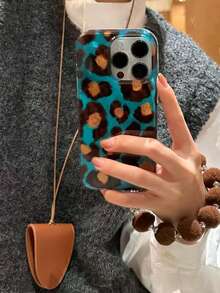 1pc Blue Leopard Print New Glacier Foil Case Gradient IMD Dual-Layer TPU Shockproof Phone Case Protective Cover Suitable For IPhone 11/12/13/14/15/16/Pro Max