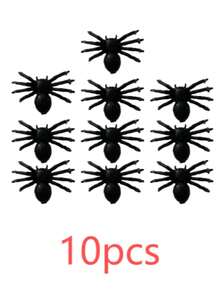 100 Pieces - Black Simulated Spiders, Realistic Plastic Spider Decorations For Halloween Decoration, Black Scary Prank Spiders For Halloween Party Decoration, Small Spider Accessories, Halloween Spiders Indoor And Outdoor Party Decoration, Garden Decoration, Room & Home Decoration, Halloween Toy Accessories, Autumn Decoration