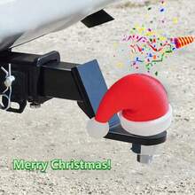 Capa Decorativa para Engate de Reboque com Desenho de Chapéu de Natal | Capa Protetora de Plástico Resistente com Função Decorativa para Bolas de Reboque | Compatível Universalmente com Caminhões, SUVs e Veículos de Passeio | Adequado para Decorações Festivas, Especialmente Natal