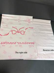 10 piezas Nuevas bolsas de regalo con lazo rosa en forma de corazón para niña, adecuadas para temporada de graduación, boda, fiesta de cumpleaños. Bolsas de plástico gruesas para almacenamiento, cajas, ropa, escuela, oficina, supermercado, transporte, envío y regreso a clases.