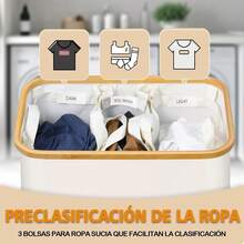 Cesta de lavandería plegable de 160 L con gran capacidad, equipada con 3 bolsas de lavandería extraíbles, ideal para almacenamiento y organización, cesta para ropa sucia, apta para lavadero, dormitorio y baño. - blanco - Ver 3
