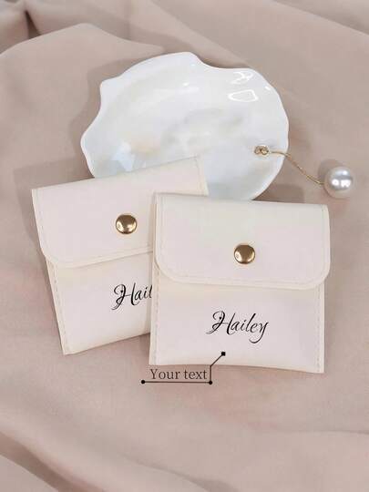 1pc Customized Bridesmaid Earring/Necklace/Bracelet Jewelry Pouch, Travel Jewelry Storage Bag, Jewelry Organizer Bag, Personalized Gift Pouch, Custom Name Embossed, PU Material Jewelry Bag, Suitable For Best Friend Gift, Travel Gift, Birthday Gift, Mother's Day Gift, Party Gift, Holiday, Travel, Fashion, Women, Couple, Bridesmaid, Girlfriend, Family
