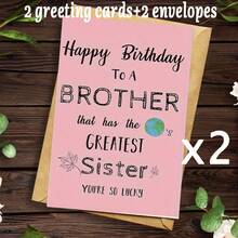 1 Stück personalisierte Geburtstagskarte mit Umschlag, von Schwester für Bruder vorbereitet, interessante Umschlag-Grußbotschaft, individuelle Nachricht, ideales Geschenk zum Geburtstag des Bruders