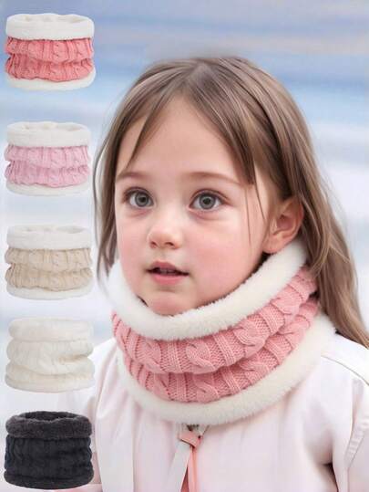 1pc Casual Solid Color Fleece Knitted Neck Warmer