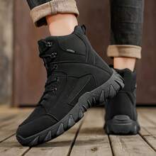 OBOVAY Outdoor Hiking Shoes, Camping Desert Boots, Wear-Resistant Comfortable High-Top Shoes, Fashionable New Men's Hiking Boots - Black - View 8
