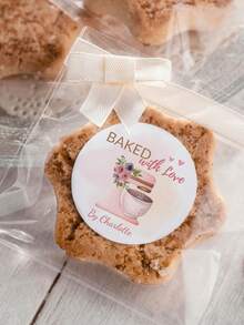 1-288pcs Customized Retail Store Labels, Customized Stickers, Customized Text Round Stickers - Personalized Self-Adhesive Labels, Suitable For Gift Bags, Sweets And Baked Goods Packaging Boxes, Floral Patterns, Printed With "Baked With Love" Text, Can Be Used As Gift Bag Stickers, Thank You Stickers, Bachelor Party Labels, Envelope Stickers, Invitation Stickers. ,Kids-Activity - Multicolor - View 4