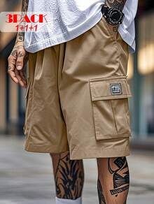 3-Pack Men's Cargo Shorts With Multiple Pockets Men's Loose, Non-Elastic, Solid Color Multi-Pocket Work Shorts - Casual, Loose Shorts For Casual Wear, Summer Casual Wear Shorts Cropped Pants - Kaki + xám + đen - Xem 2