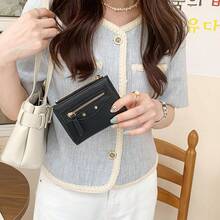 New Korean Style Rivet Women's Ins Solid Color Simple Card Holder Large Capacity PU Wallet In Stock For Women Money Wallet Mini Wallet Purse Wallet Small Wallet Cute Wallet - Black - View 7