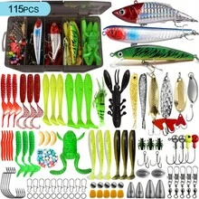 OPQ 72/115/175/369pcs Fishing Lures Kit, Tackle Box Including Animated Lure,Crankbaits,Spinnerbaits,Soft Plastic Worms, Topwater Lures,Hooks,Saltwater & Freshwater Fishing Gear For Bass,Trout, Salmon.