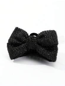 1件装女士秋冬纯色亮丝超大双面蝴蝶结发夹，打造优雅盘发造型；适合甜美日常、校园风、派对、舞会等各种场合，情人节礼物，休闲秋季发饰，适合度假装扮，情人节礼物 - 黑色 - 查看 2