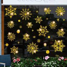 Christmas Window Clings For Glass Windows 2sheets Christmas Window Decals Golden Dust Snowflakes Christmas Decorations Christmas Window Stickers For Kids Holiday Window Clings Winter Decorations