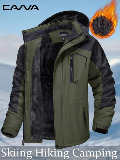 Cavva Men's Winter Thermal Lined Jacket Water Resistant Windproof Warm Multi-Pockets Skiing Coat Hiking Camping Climbing, Skiing