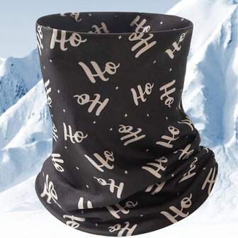 1pc New Printed Double-Layered Fleece Neck Warmer, Windproof & Warm For Cycling, Outdoor Sports