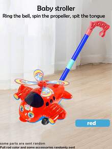 Kids Funny Hand Push Small Airplane Toy, Indoor Outdoor Sports Toy, Toddler Push Along Plane Toy To Encourage Walking, Interactive Push & Pull Toy, Baby Push Toy Airplane, Push Along Toy For Babies And Kids (Random Tube Color)