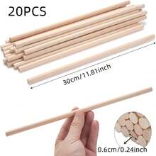 10er-Pack/20er-Pack DIY Massivholz Naturholzstäbe (Länge: 30 cm), leicht zu schneiden, können bemalt werden. Unbearbeitete Hartholzstäbe für Bastler und DIY-Enthusiasten, perfekt für selbstgemachte kreative Geschenke. Ideal für Hochzeitsdekoration, Zauberstabmaterialien, Fahnen, Heimdekoration, Feiertags-Dekoration, Bildungs-DIY-Holzstäbe, Architekturmodell-Holzstäbe, Halloween, Weihnachtsschmuck und Accessoires.